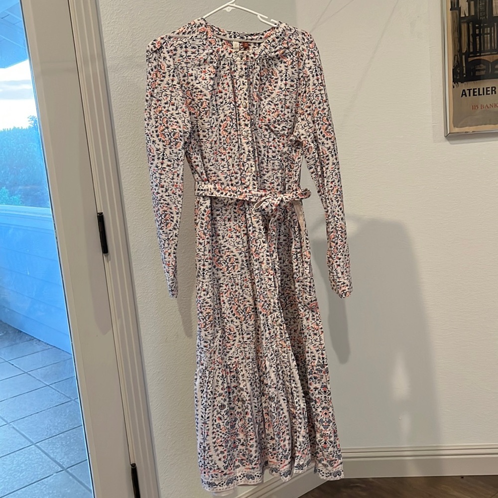 Pilcro by Anthropologie midi shirt dress in floral pattern on pinwale corduroy